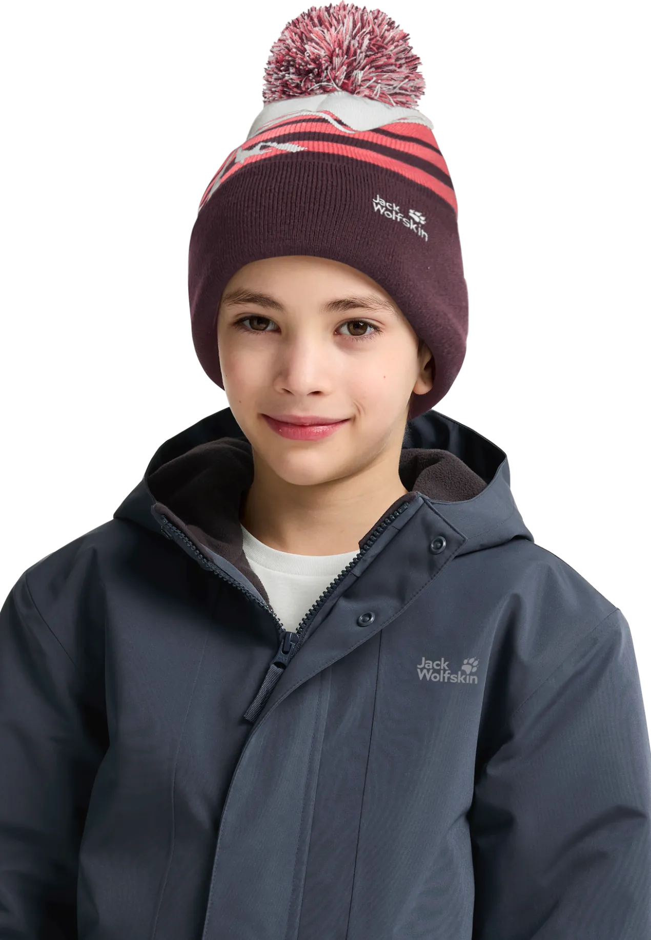 STRIPY POMPOM BEANIE K